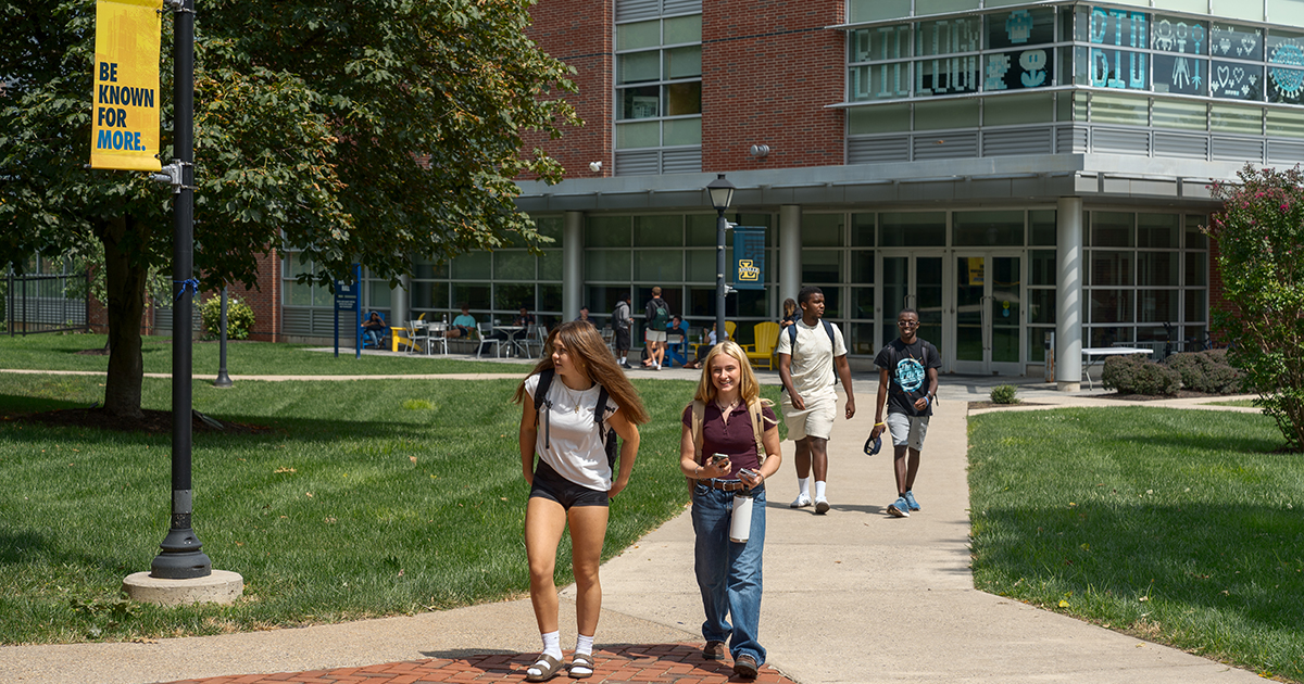Students walking in the Quad