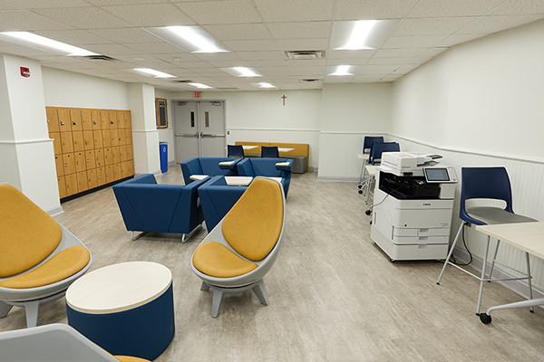 The Commuter Lounge on the Union’s ground floor received a variety of upgrades, including new flooring and furniture, additional device-charging stations, a kitchenette, and an additional quiet study lounge.