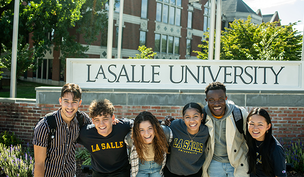 Image of six La Salle students posing for a photo.