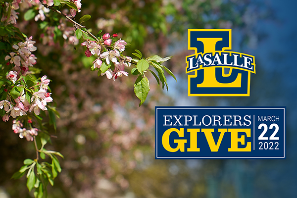 The La Salle logo overtop an image of flowers in bloom.