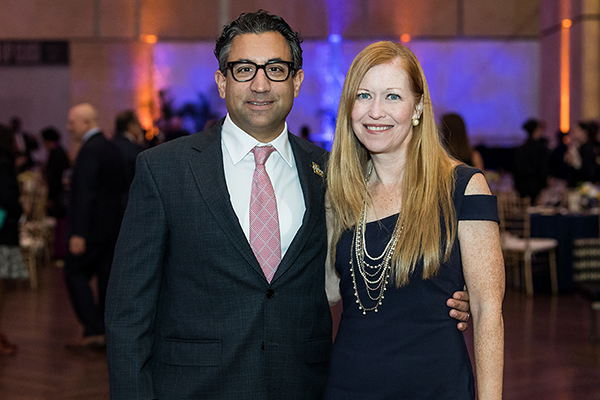 AmyLynn Flood, ’95, poses with husband Michael Siciliano during an inauguration event for University President Daniel J. Allen, Ph.D. Flood is this year’s recipient of La Salle University’s Women in Leadership Award.
