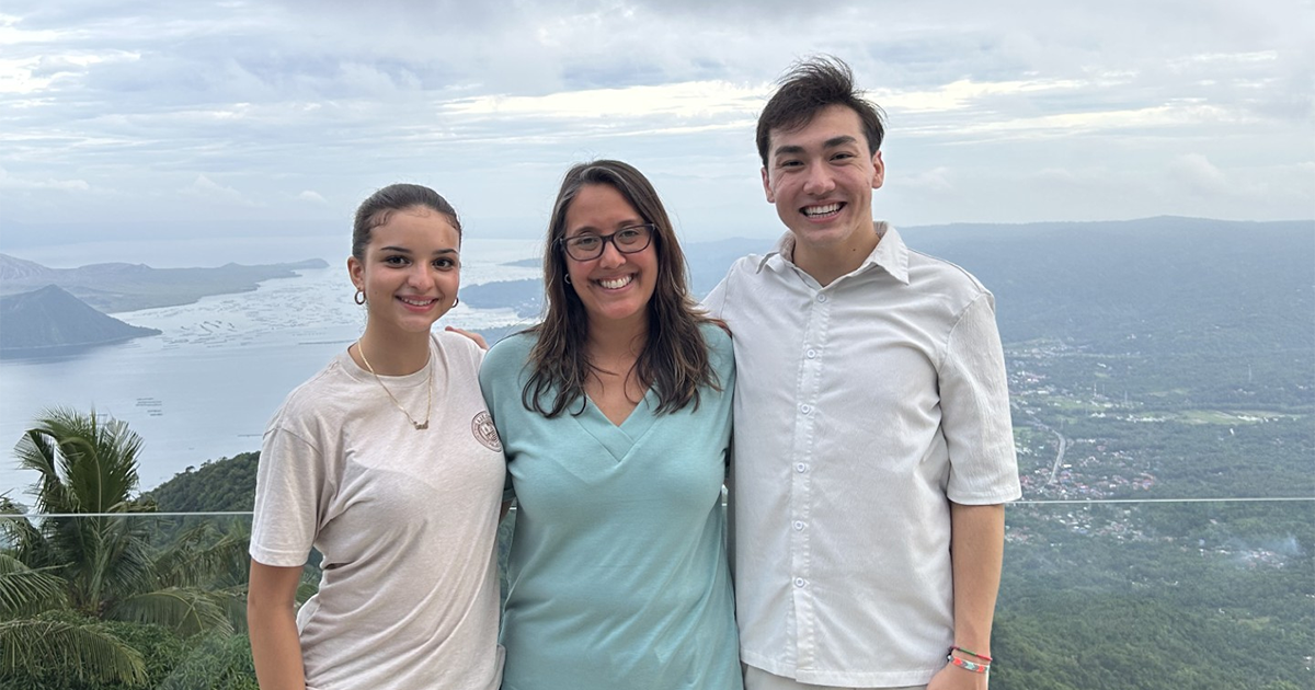 Kenny Lynch, '27, (pictured right) with Genesis Delgado-Santiago, '27, and Alisa Macksey, vice president of mission, diversity and inclusion, in Belize Kenny Lynch, '27, (pictured right) with Genesis Delgado-Santiago, '27, and Alisa Macksey, vice president of mission, diversity and inclusion, in Belize