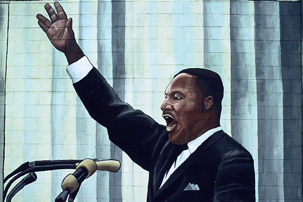 This mural of Rev. Dr. Martin Luther King, Jr., at the corner of N. 2nd Street and Callowhill Street, is one of many in Philadelphia depicting the legendary civil rights activist. (Photograph by Camilo J. Vergara, via Library of Congress)