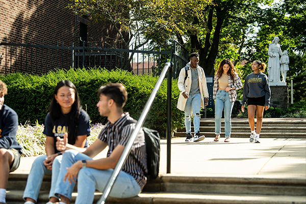 Image of students walking around La Salle's campus.