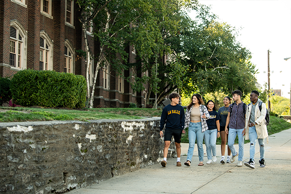 Students walking around campus.