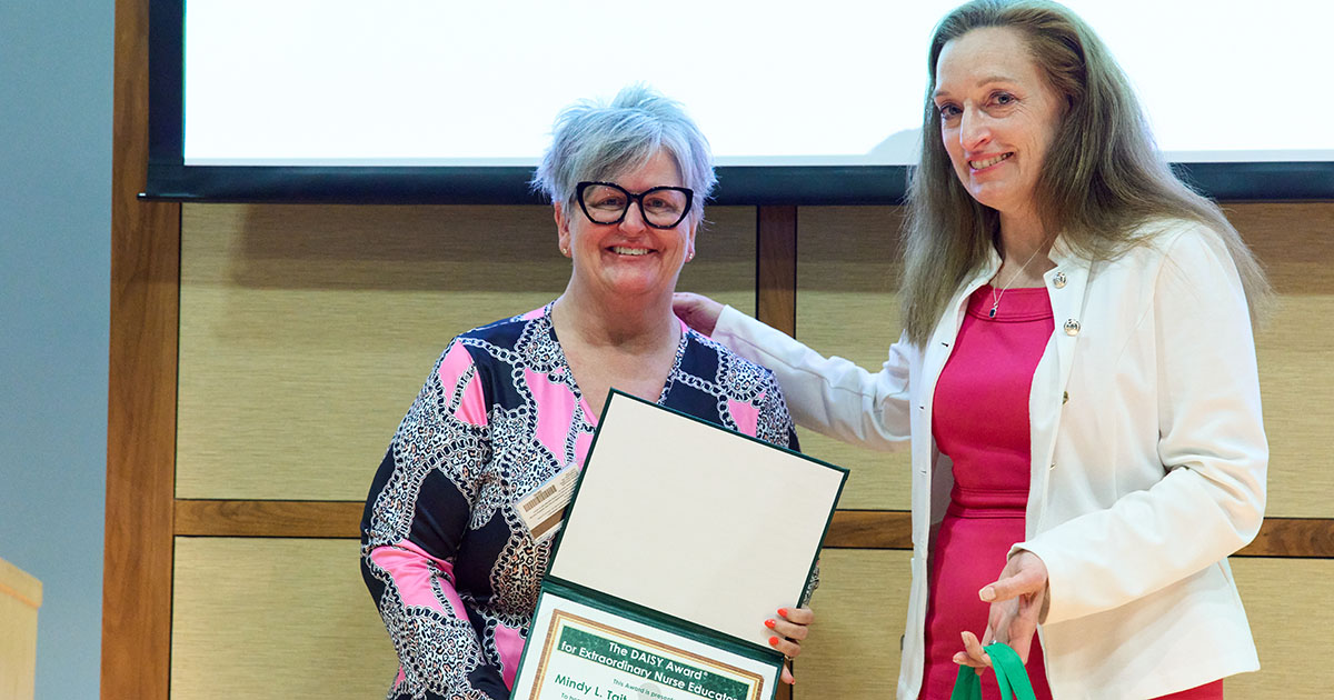 Associate Professor of Nursing Mindy Tait, Ph.D., MBA, CRNP, FNP-BC, (pictured left with Meredith Kneavel, Ph.D., dean of La Salle’s School of Nursing and Health Sciences)